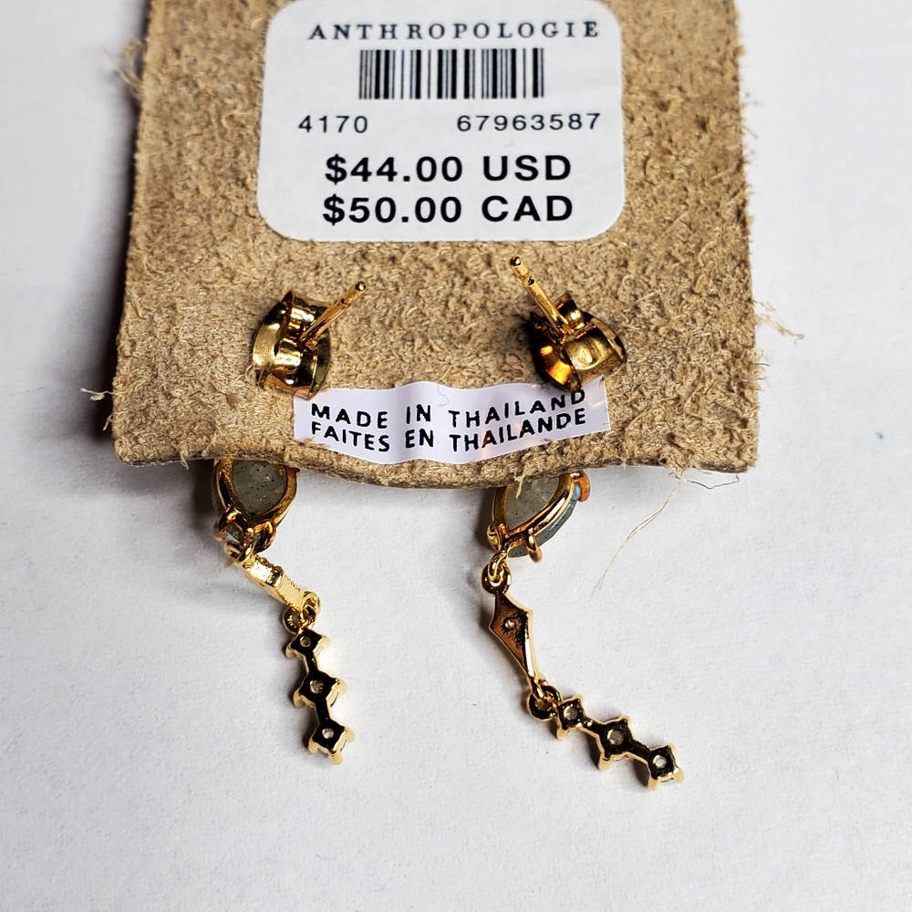Anthropologie Oaxaca Double Stone Drop Earring Dark New with tags - Picture 3 of 7